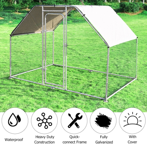 Costway 9.5' x 6.5' Large Walk In Chicken Coop Run House Shade Cage w/Roof Cover