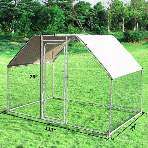 Costway 9.5' x 6.5' Large Walk In Chicken Coop Run House Shade Cage w/Roof Cover