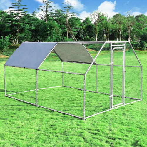 Costway 9.5' x12.5' Large Walk In Chicken Coop Run House Shade Cage w/ Roof Cover