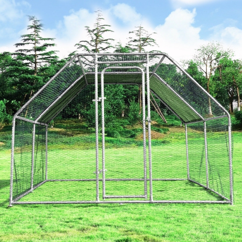 Costway 9.5' x12.5' Large Walk In Chicken Coop Run House Shade Cage w/ Roof Cover