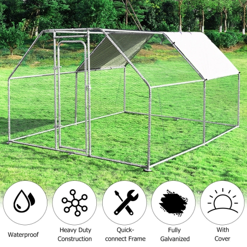 Costway 9.5' x12.5' Large Walk In Chicken Coop Run House Shade Cage w/ Roof Cover