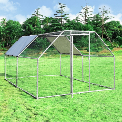 Costway 9.5' x12.5' Large Walk In Chicken Coop Run House Shade Cage w/ Roof Cover