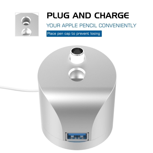 Charging Satation, Portable Aluminium Holder with USB Cable Fit For Apple Pencil/Pen iPad Pro 12.9 10.5 9.7 Pencil