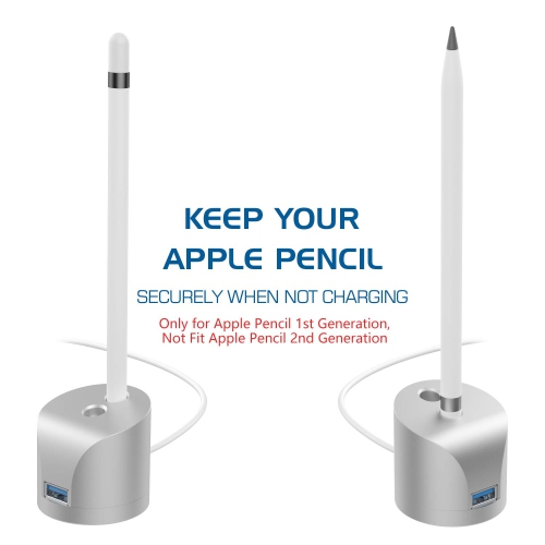 Charging Satation, Portable Aluminium Holder with USB Cable Fit For Apple Pencil/Pen iPad Pro 12.9 10.5 9.7 Pencil