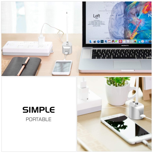 Charging Satation, Portable Aluminium Holder with USB Cable Fit For Apple Pencil/Pen iPad Pro 12.9 10.5 9.7 Pencil