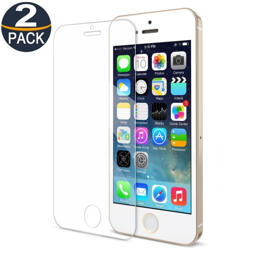 【2 Packs】 CSmart Premium Tempered Glass Screen Protector for iPhone 5 / 5S / 5C / SE 2016