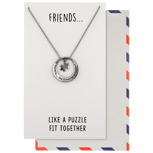 Save the Moment "Friends, Like a Puzzle" Pendant in Pewter on an 18" Stainless Steel Chain