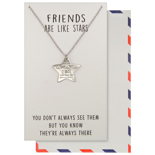 Save the Moment "Friends Are Like Stars" Pendant in Pewter on an 18" Stainless Steel Chain