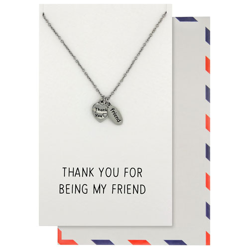 Save the Moment "Thank You, Friend" Pendant in Pewter on an 18" Stainless Steel Chain