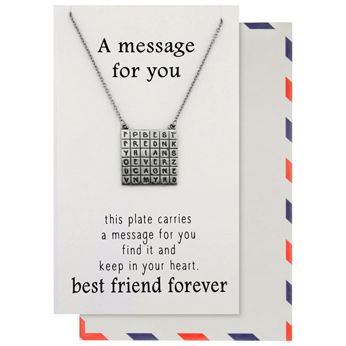 Save the Moment "Best Friend, Message" Pendant in Pewterl on an 18" Stainless Steel Chain