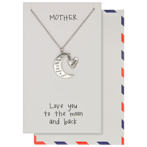 Save the Moment "Mother, Moon and Back" Pendant in Pewter on an 18" Stainless Steel Chain