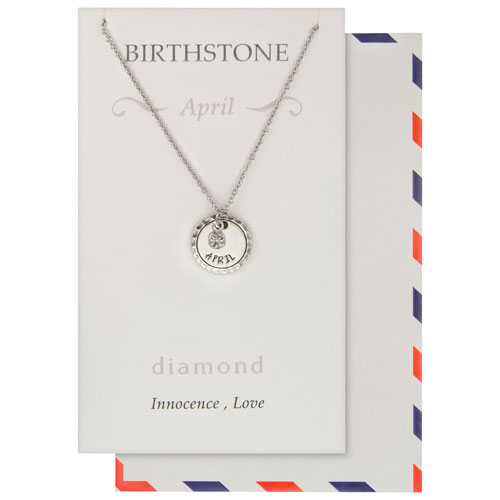 Save the Moment April Birthstone Pendant in Pewter on an 18" Stainless Steel Chain