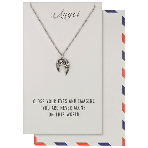 Save the Moment "Angel, Close Your Eyes" Pendant in Pewter on an 18" Stainless Steel Chain