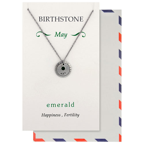 Save the Moment May Birthstone Pendant in Pewter on an 18" Stainless Steel Chain