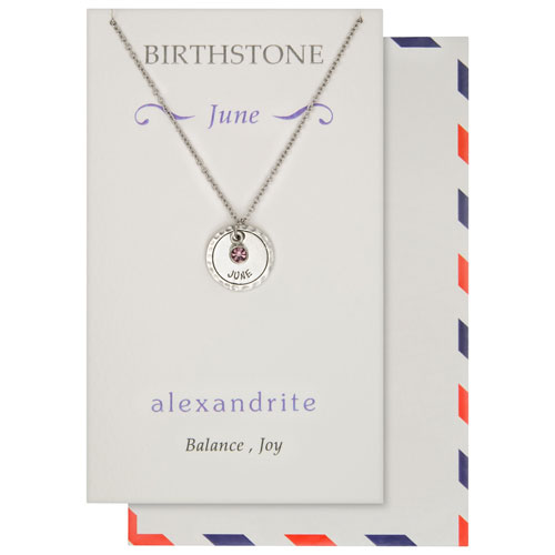 Save the Moment June Birthstone Pendant in Pewter on an 18" Stainless Steel Chain