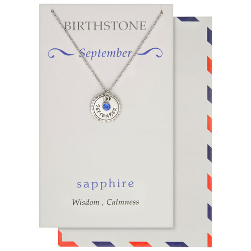 Save the Moment September Birthstone Pendant in Pewter on an 18" Stainless Steel Chain