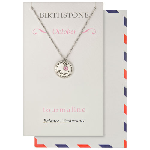 Save the Moment October Birthstone Pendant in Pewter on an 18" Stainless Steel Chain