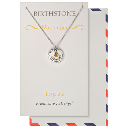 Save the Moment November Birthstone Pendant in Pewter on an 18" Stainless Steel Chain