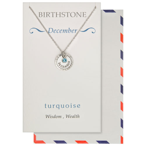 Save the Moment December Birthstone Pendant in Pewter on an 18" Stainless Steel Chain