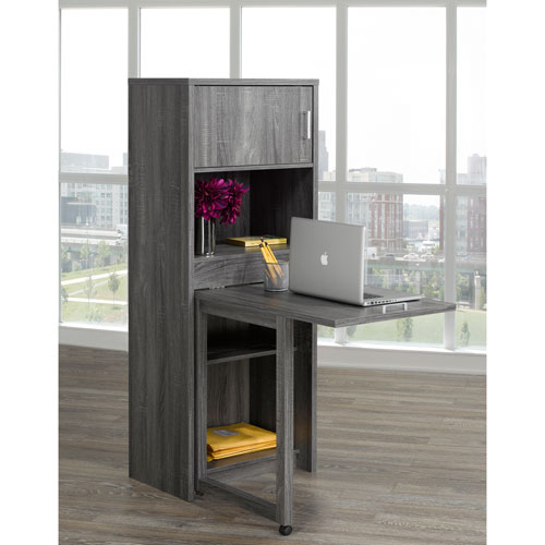 Brassex 60 4 Shelf Bookcase With Fold Down Desk Grey Best Buy