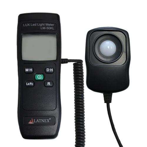 LATNEX Light Meter LM-50KL Measures Lux/Fc - LED/Fluorescent, Industrial, Household, and Photography - Calibration Certificate Included
