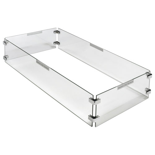 Paramount Rectangular Glass Fire Pit Table Wind Guard