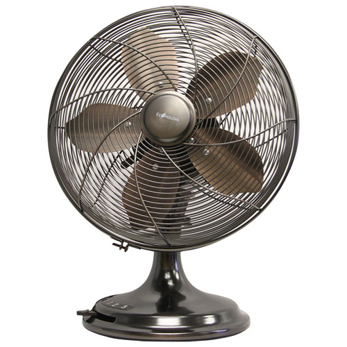 Ventilateur de bureau oscillant de style rétro d'Ecohouzng - 12 po - Noir