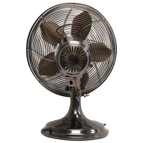 Ventilateur de bureau oscillant de style rétro d'Ecohouzng - 12 po - Noir