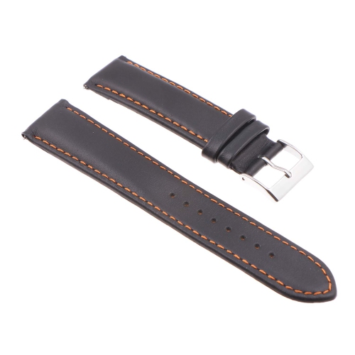 StrapsCo Classic Mens Leather Watch Band - Quick Release Men's Strap - 20mm - Black & Orange