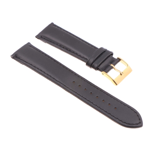 StrapsCo Classic Mens Leather Watch Band - Quick Release Men's Strap - 16mm - Black