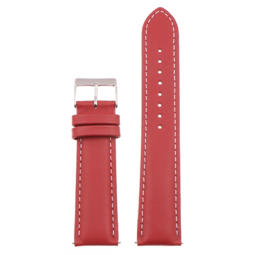 StrapsCo Classic Mens Leather Watch Band - Quick Release Men's Strap - 20mm - Red & White
