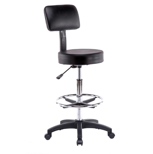 Livearty Round Height Adjustable Rolling Stool Drafting Stool with Foot Rest for Reception Bar Doctor Technician Office