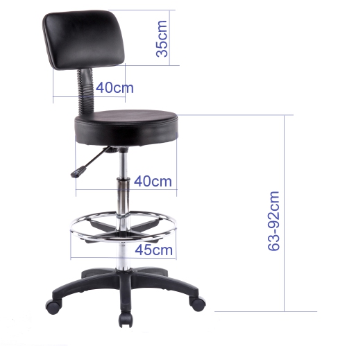 Livearty Round Height Adjustable Rolling Stool Drafting Stool with Foot Rest for Reception Bar Doctor Technician Office