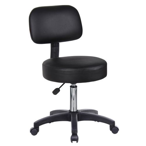 LIVEARTY  Round Height Adjustable Rolling Stool Drafting Stool With Back Cushion Salon Massage Doctor Technician Office