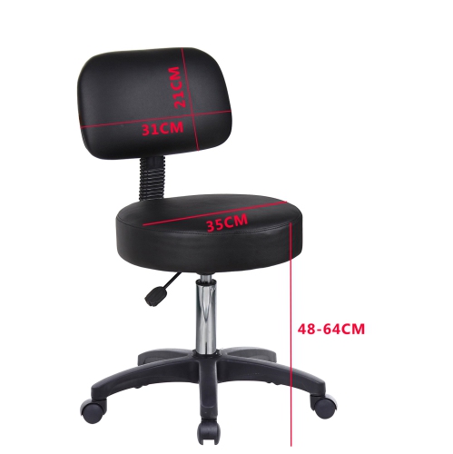 Livearty Round Height Adjustable Rolling Stool Drafting Stool with Back Cushion Salon Massage Doctor Technician Office