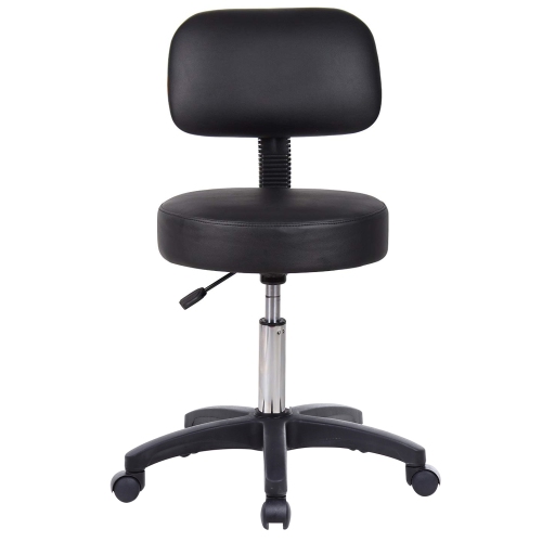 Livearty Round Height Adjustable Rolling Stool Drafting Stool with Back Cushion Salon Massage Doctor Technician Office