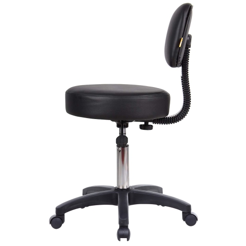 Livearty Round Height Adjustable Rolling Stool Drafting Stool with Back Cushion Salon Massage Doctor Technician Office