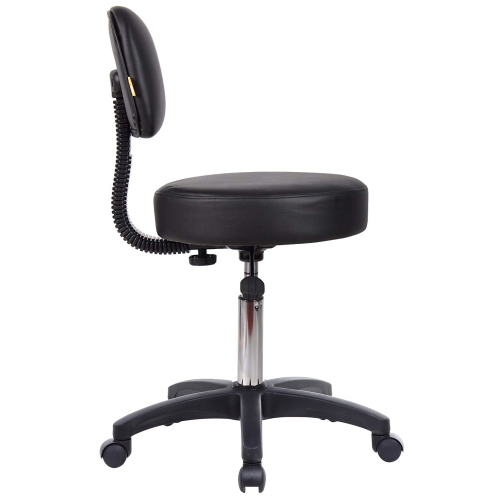 Livearty Round Height Adjustable Rolling Stool Drafting Stool with Back Cushion Salon Massage Doctor Technician Office