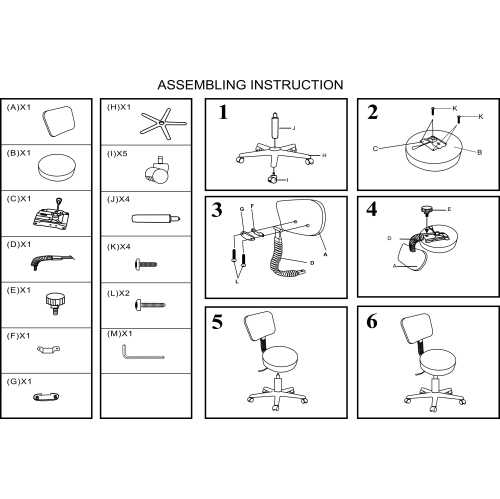 Livearty Round Height Adjustable Rolling Stool Drafting Stool with Back Cushion Salon Massage Doctor Technician Office