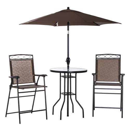 Outsunny 4pcs Sling Folding Patio Dining Set Brown