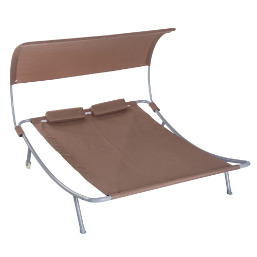 Outsunny 79" Double Sun Lounger Outdoor Hammock Bed with Pillow and Canopy