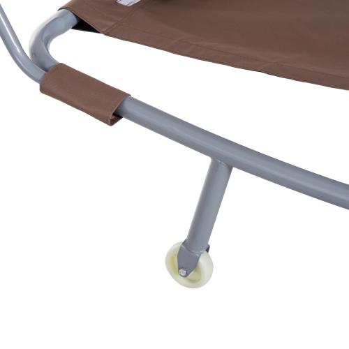 Outsunny 79" Outdoor Lounge Chair with Canopy, Double Garden Chaise Lounger Hammock Bed, Relaxing Sleeping Daybed w/ Pillow and Wheels, Brown