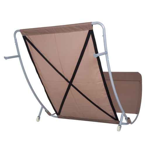 Outsunny 79" Outdoor Lounge Chair with Canopy, Double Garden Chaise Lounger Hammock Bed, Relaxing Sleeping Daybed w/ Pillow and Wheels, Brown