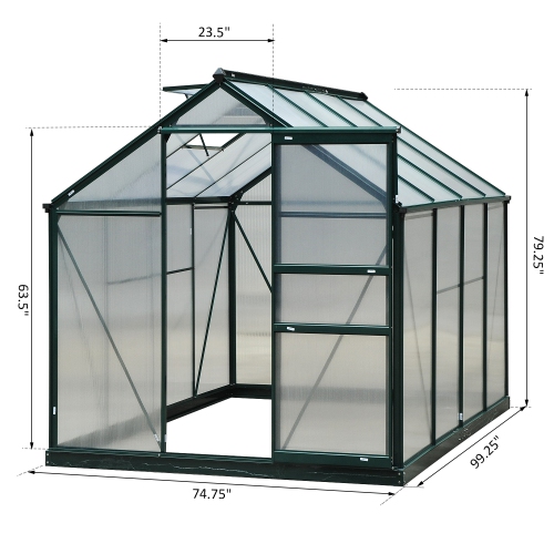 Outsunny 6'x8'x7' Walk-in Garden Greenhouse Portable Aluminum Frame
