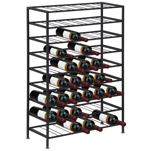 Homcom Étagère à vin en métal à 9 étages 54 bouteilles Support de rangement autoportant Home Bar Présentoir à vin Organisateur de bouteilles de cave