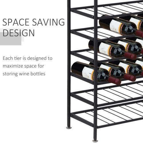 HOMCOM 9-Tier Metal Wine Bottle Rack 54 Bottles Freestanding Wine Storage Holder Home Bar Display Stand Cellar Bottle Organizer Black