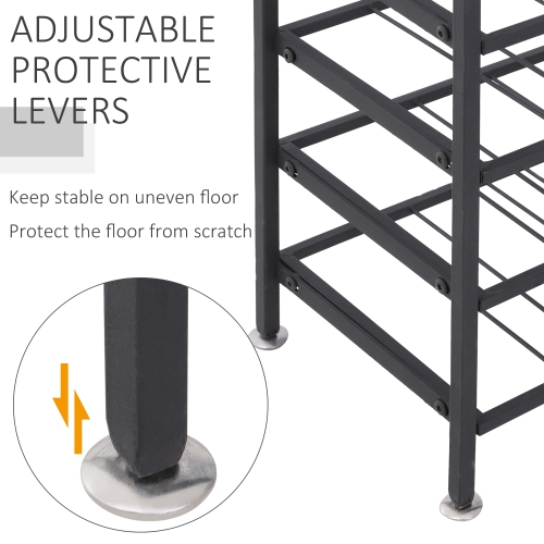 HOMCOM 9-Tier Metal Wine Bottle Rack 54 Bottles Freestanding Wine Storage Holder Home Bar Display Stand Cellar Bottle Organizer Black