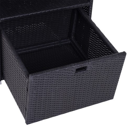 Outsunny Wicker Rattan Pool Towel Valet Organizer 2 Shelf 1 Drawer