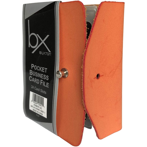 Buxton Pocket Business Card File - 24 Card Slots – Orange