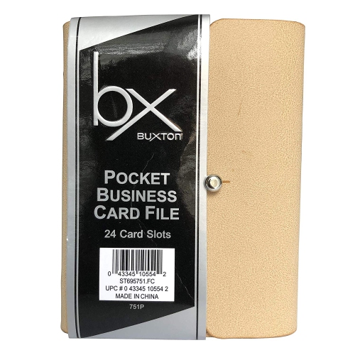 Buxton Pocket Business Card File - 24 Card Slots – Tan